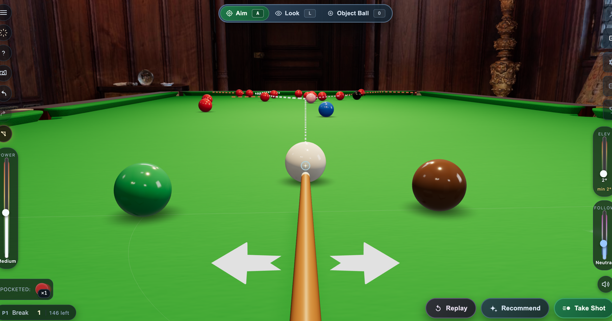 SnookerSim 3D斯诺克球台与出杆推荐预览